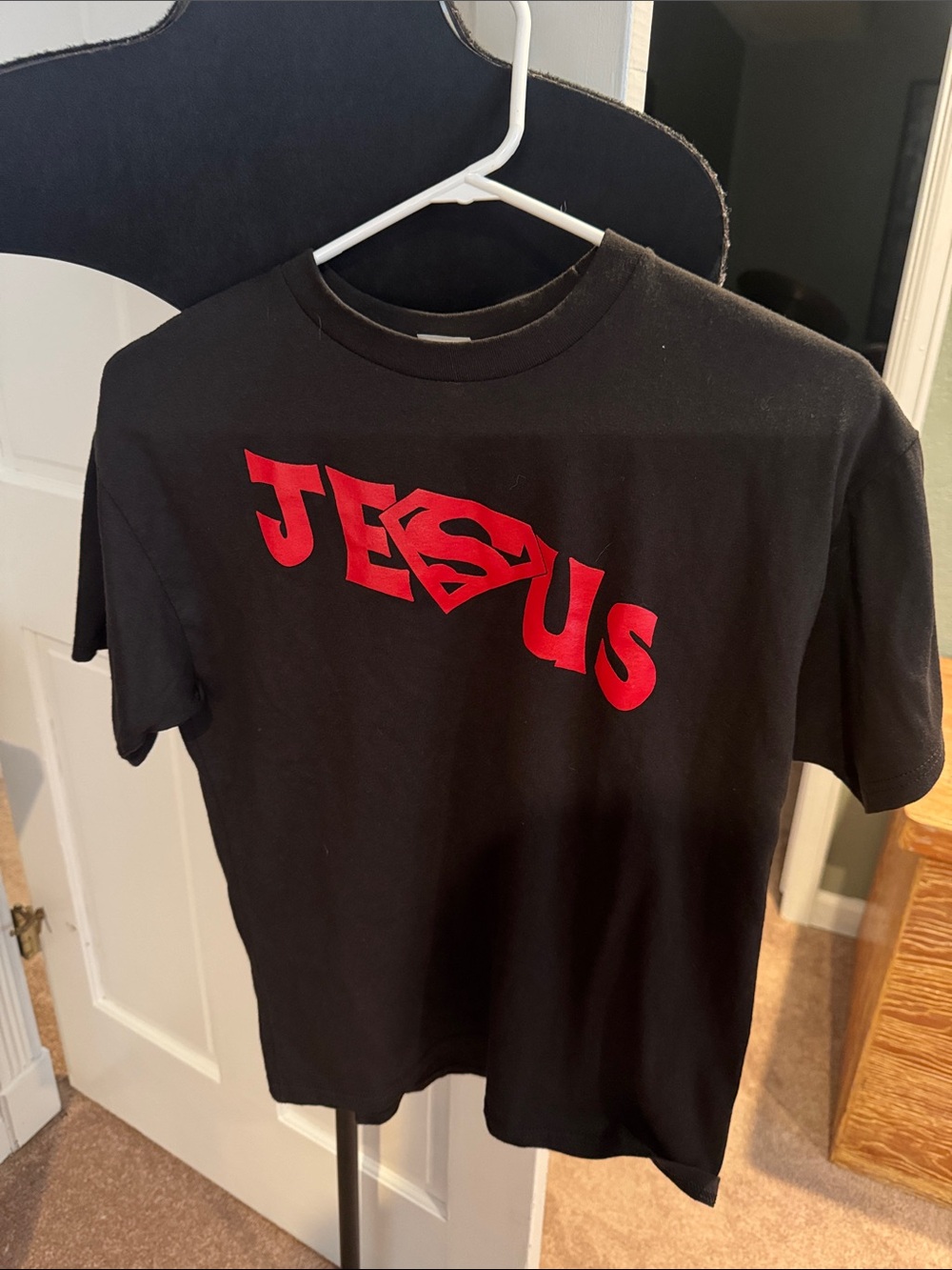Hanes Tee with Red 'JESUS' Graphic